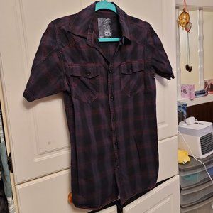 💖2 for $30!💖  Warehouse One Black and Red Plaid Casual Button-Down Shirt